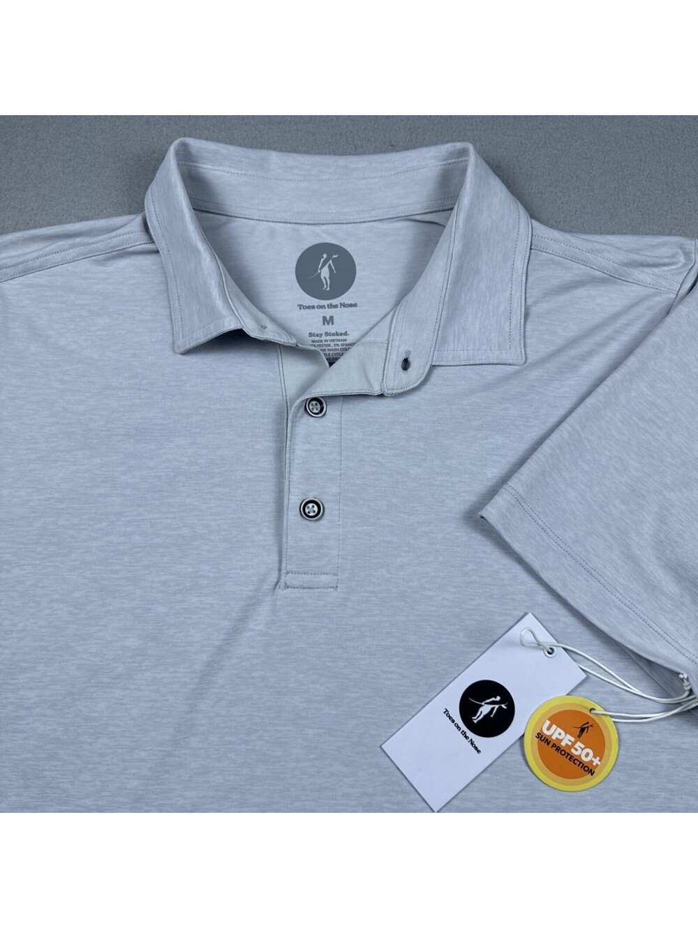 TOES ON THE NOSE Lido Short Sleeve Polo Shirt Men's Size L Pearl Grey TK951 NWT